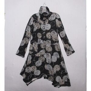 Pure Essence Tunic Jacket Medium‎ Black Geometric Artsy Asymmetrical Statement